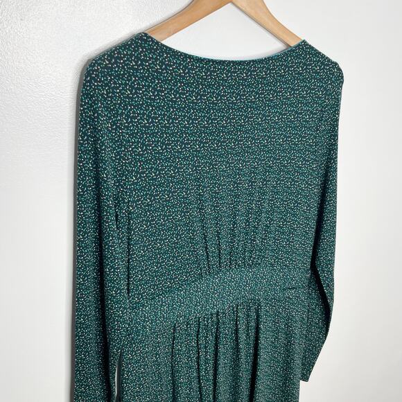 Boden Womens Abigail Long Sleeve Jersey Dress 10 Long Green Dots Pockets - Picture 8 of 11